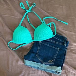 NWT Aerie Aqua Crochet Bikini Swim Suit Top